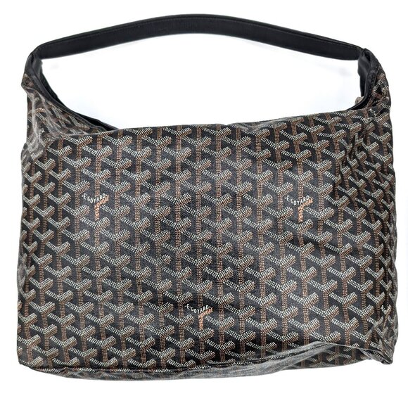 Goyard Handbags - Goyard Goyardine Fidji Hobo Coated Canvas Black Leather Shoulder Bag